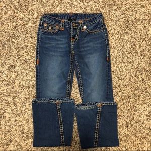 True Religion World Tour Women's Size 28 Twisted Seam Flared Leg Blue Jeans